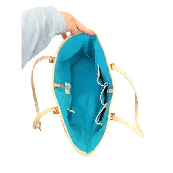 Spartina 449 Great Lakes Leather Trim Beach Vacation Shopping Large Tote Bag - Picture 11 of 13